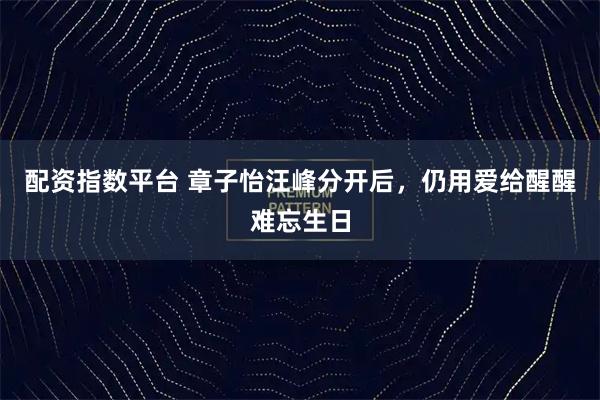 配资指数平台 章子怡汪峰分开后，仍用爱给醒醒难忘生日
